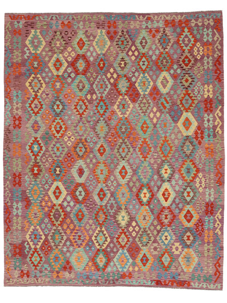 絨毯 オリエンタル キリム アフガン オールド スタイル 326X405 ダークレッド/茶色 大きな (ウール, アフガニスタン)