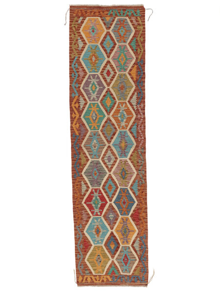 81X308 Tapete Oriental Kilim Afegão Old Style Passadeira Castanho/Vermelho Escuro (Lã, Afeganistão) Carpetvista