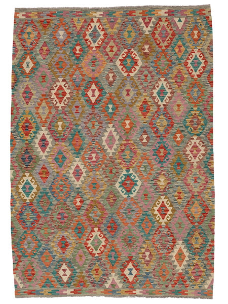 絨毯 オリエンタル キリム アフガン オールド スタイル 203X291 ダークレッド/茶色 (ウール, アフガニスタン)