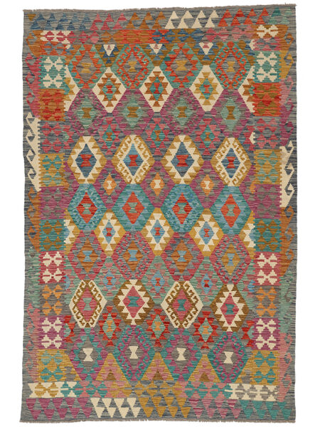 Kilim Afghan Old Style Tapis 195X296 De Laine Marron/Rouge Foncé Carpetvista