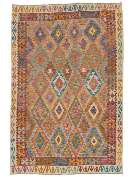 絨毯 オリエンタル キリム アフガン オールド スタイル 202X305 茶色/オレンジ (ウール, アフガニスタン)