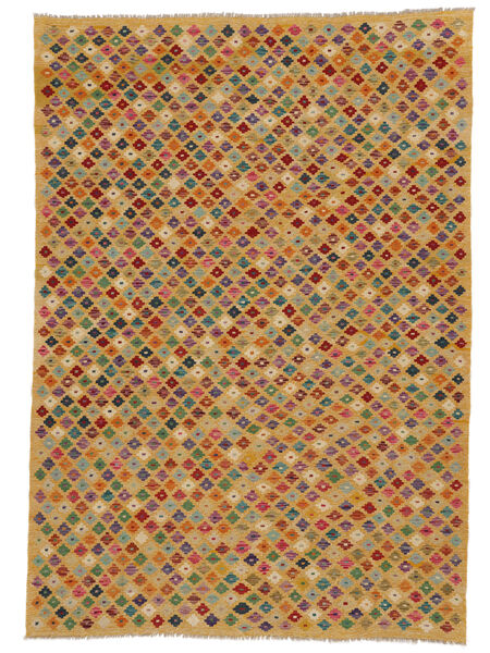 絨毯 オリエンタル キリム アフガン オールド スタイル 209X292 茶色/ダークレッド (ウール, アフガニスタン)