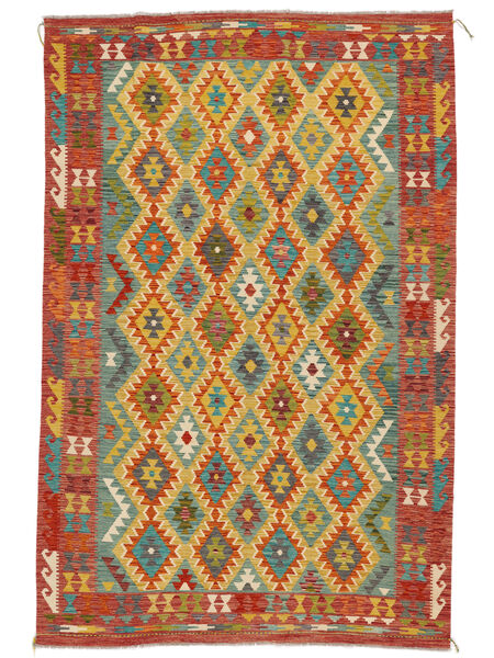 絨毯 キリム アフガン オールド スタイル 201X307 ダークレッド/オレンジ (ウール, アフガニスタン)
