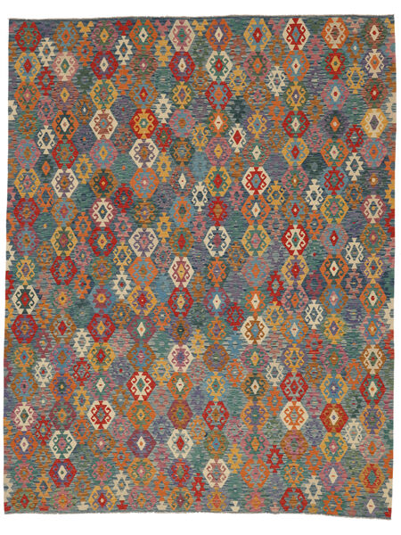 310X400 絨毯 オリエンタル キリム アフガン オールド スタイル 茶色/ダークグレー 大きな (ウール, アフガニスタン) Carpetvista