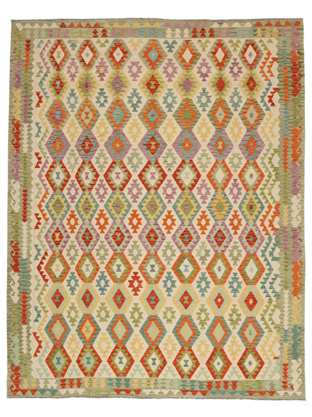  Kilim Afghan Old Style Tappeto 303X390 Di Lana Arancione/Giallo Scuro Largo Carpetvista
