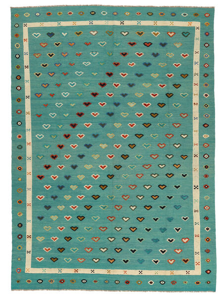 絨毯 キリム Nimbaft 303X426 グリーン/ダークグリーン 大きな (ウール, アフガニスタン)