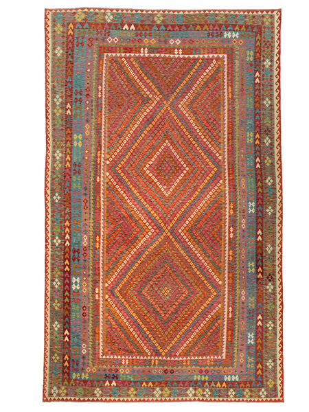  405X680 Kelim Afghan Old Style Matot Matto Tummanpunainen/Ruskea Afganistan Carpetvista