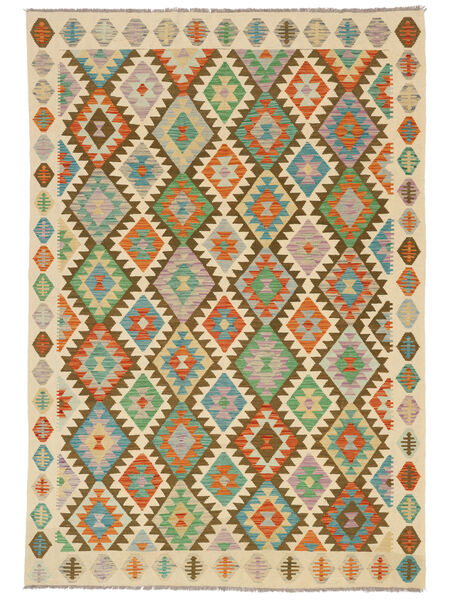  Oriental Kilim Afghan Old Style Rug 203X292 Orange/Brown Wool, Afghanistan Carpetvista