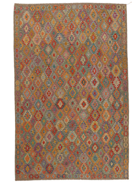 Tapis D'orient Kilim Afghan Old Style 305X490 Marron/Vert Foncé Grand (Laine, Afghanistan)