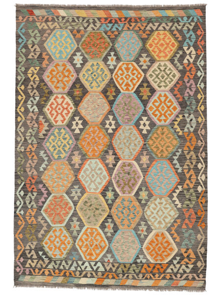 199X291 Tapis Kilim Afghan Old Style D'orient Marron/Orange (Laine, Afghanistan) Carpetvista