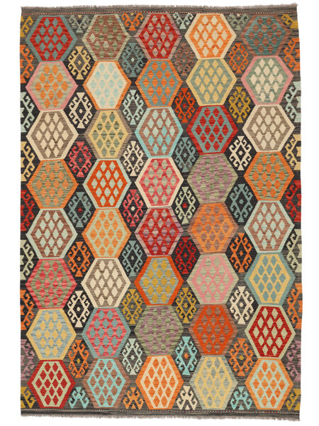 絨毯 オリエンタル キリム アフガン オールド スタイル 207X300 茶色/グリーン (ウール, アフガニスタン)