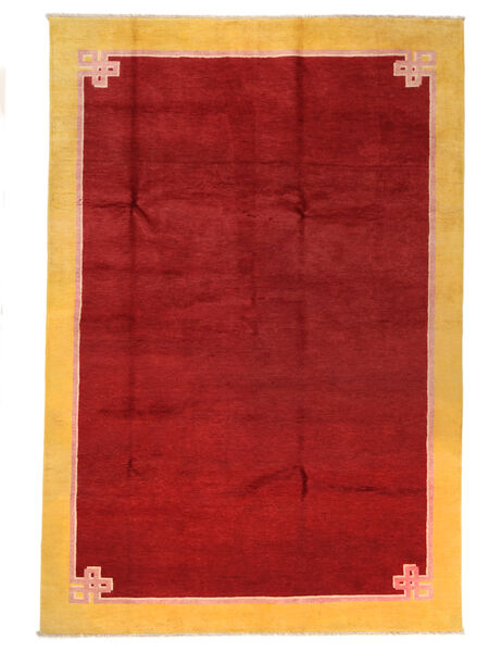 196X293 Dywan Kazak Fine Mongolian Orientalny Ciemnoczerwony/Pomarańczowy (Wełna, Afganistan) Carpetvista