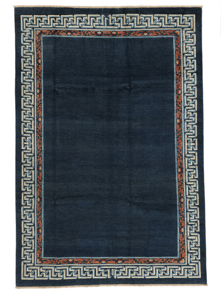  Orientalischer Kazak Fine Mongolian Teppich 197X299 Schwarz/Dunkelgrau Wolle, Afghanistan Carpetvista