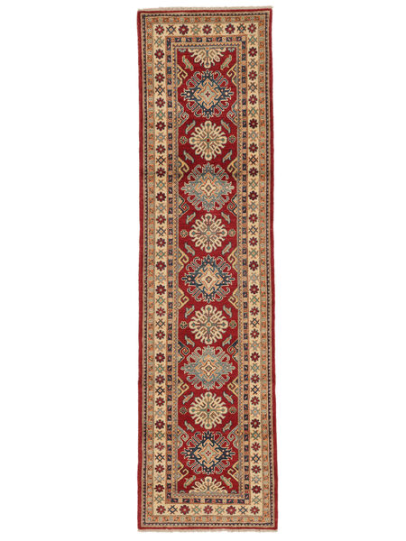 Kazak Fine Teppich 77X330 Läufer Braun/Dunkelrot Wolle, Afghanistan Carpetvista