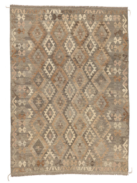  206X288 Kelim Afghan Old Stil Teppich Braun/Orange Afghanistan Carpetvista