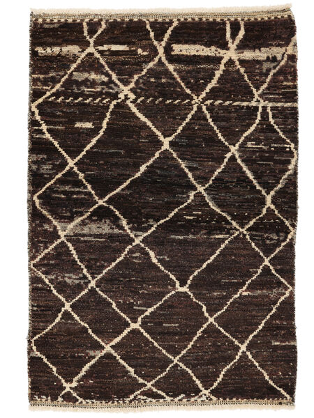  Berber Style Rug 97X136 Wool Black/Brown Small Carpetvista