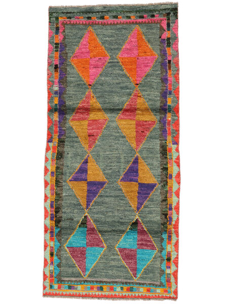  Moroccan Berber - Afghanistan 87X195 Tappeto Di Lana Nero/Verde Scuro Piccolo Carpetvista