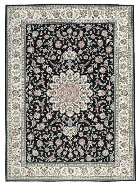 251X350 絨毯 ナイン 9La Sherkat Farsh オリエンタル ブラック/ダークイエロー 大きな (ウール, ペルシャ/イラン)