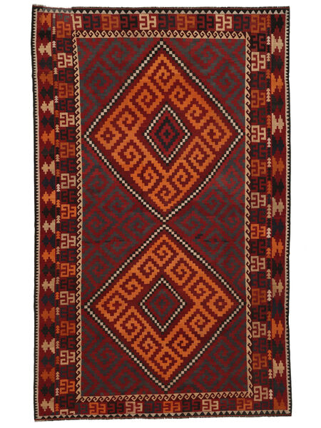 Kelim Maimane Teppich 299X480 Schwarz/Dunkelrot Großer Wolle, Afghanistan Carpetvista
