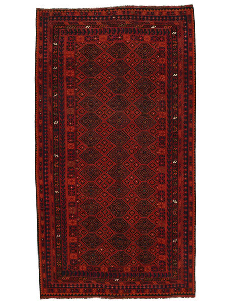 Oosters Kelim Maimane Vloerkleed 275X496 Zwart/Donkerrood Groot Wol, Afghanistan Carpetvista