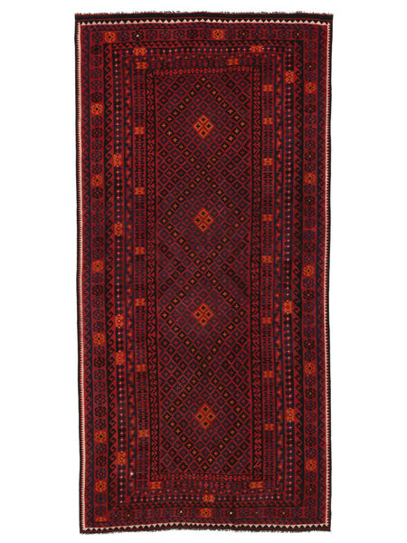 Kilim Maimane Rug 236X477 Black/Dark Red Wool, Afghanistan Carpetvista