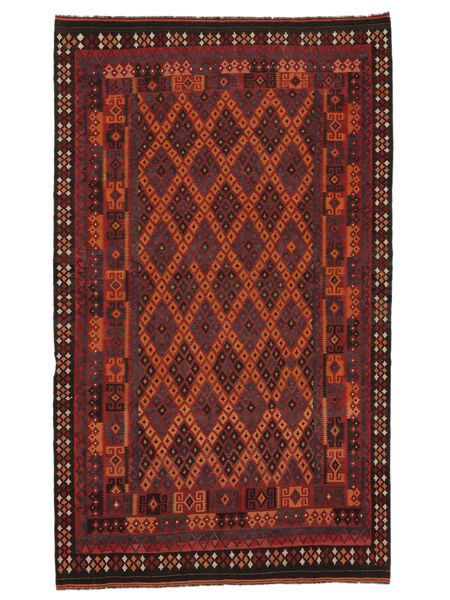 Kelim Maimane Teppich 262X434 Dunkelrot/Schwarz Großer Wolle, Afghanistan Carpetvista