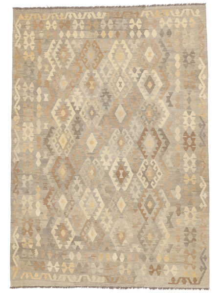  Orientalischer Kelim Afghan Old Stil Teppich 206X294 Orange/Braun Wolle, Afghanistan Carpetvista