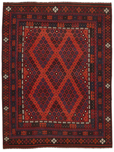 Kelim Maimane Teppich 262X345 Schwarz/Dunkelrot Großer Wolle, Afghanistan Carpetvista