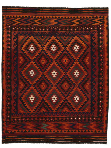 246X314 Tappeto Kilim Maimane Orientale Nero/Rosso Scuro (Lana, Afghanistan) Carpetvista