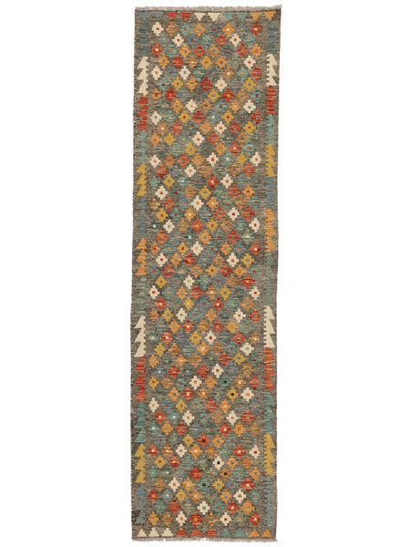 83X297 絨毯 オリエンタル キリム アフガン オールド スタイル 廊下 カーペット 茶色/グリーン (ウール, アフガニスタン) Carpetvista