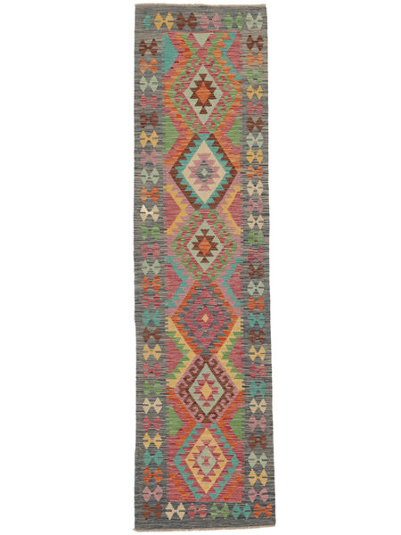 Kelim Afghan Old Stil Teppich 77X296 Läufer Dunkelgelb/Dunkelrot Wolle, Afghanistan Carpetvista