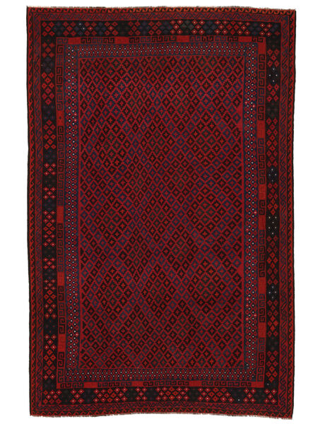  Kilim Maimane Alfombra 253X389 De Lana Negro/Rojo Oscuro Grande Carpetvista