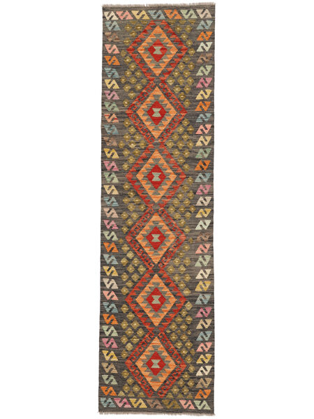  Kilim Afghan Old Style Tappeto 82X297 Di Lana Marrone/Nero Piccolo Carpetvista