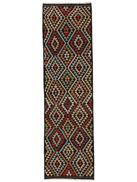 86X306 Kelim Afghan Old Style Tæppe Orientalsk Løber Sort/Brun (Uld, Afghanistan) Carpetvista