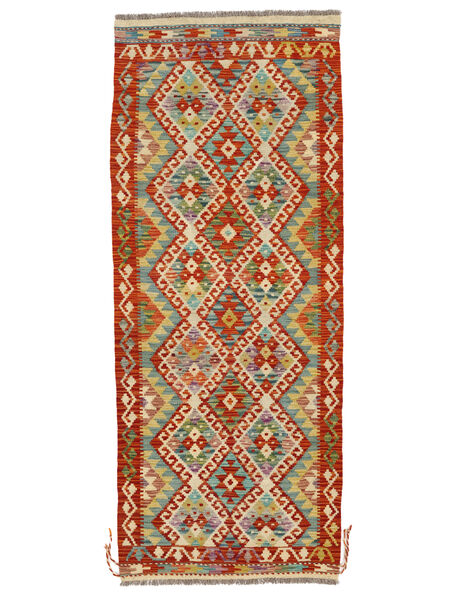  Kelim Afghan Old Style Matot 80X197 Tummanpunainen/Ruskea Carpetvista