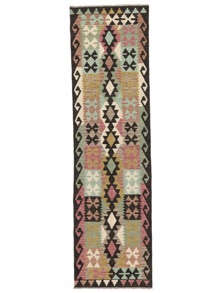  Orientalischer Kelim Afghan Old Stil Teppich 82X293 Läufer Braun/Schwarz Wolle, Afghanistan Carpetvista