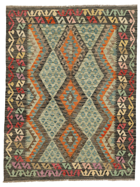  Orientalsk Kelim Afghan Old Style Teppe 151X199 Mørk Gul/Svart Ull, Afghanistan Carpetvista