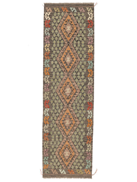  83X286 Kelim Afghan Old Style Hallmatta Brun/Mörkgul Afghanistan Carpetvista
