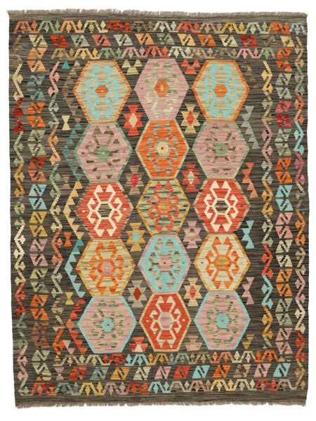 絨毯 オリエンタル キリム アフガン オールド スタイル 154X200 茶色/ブラック (ウール, アフガニスタン)