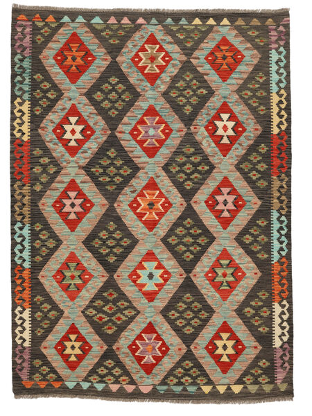 Kelim Afghan Old Style Tæppe 149X205 Sort/Brun Uld, Afghanistan Carpetvista