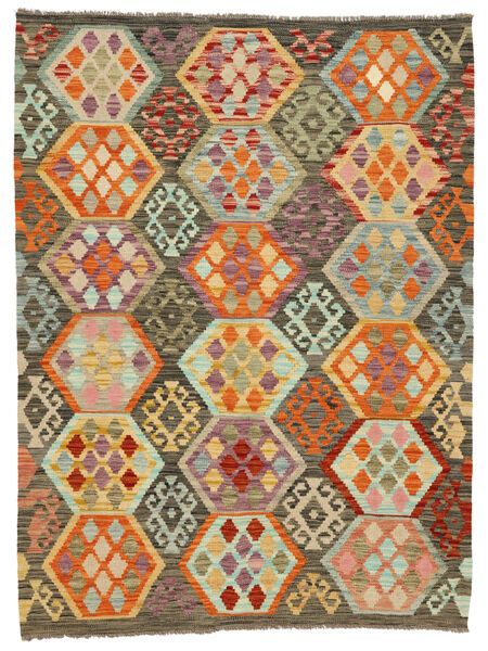 150X200 絨毯 オリエンタル キリム アフガン オールド スタイル 茶色/グリーン (ウール, アフガニスタン) Carpetvista