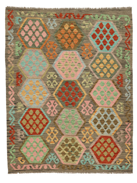  Kilim Afghan Old Style Tappeto 157X201 Di Lana Marrone/Giallo Scuro Piccolo Carpetvista