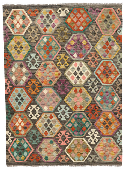 絨毯 キリム アフガン オールド スタイル 146X198 茶色/ブラック (ウール, アフガニスタン)