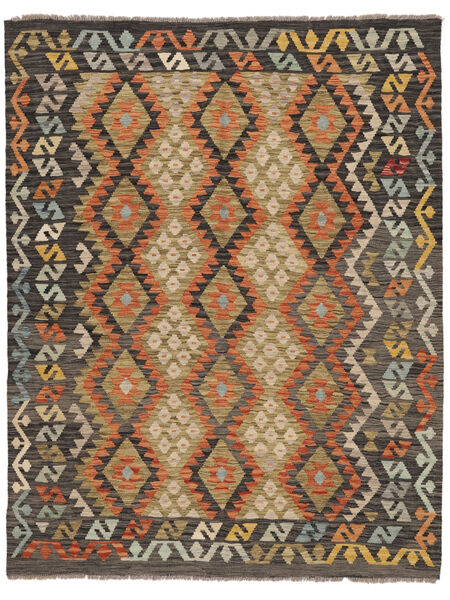 絨毯 オリエンタル キリム アフガン オールド スタイル 162X206 茶色/ブラック (ウール, アフガニスタン)