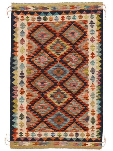 絨毯 キリム アフガン オールド スタイル 100X158 茶色/ブラック (ウール, アフガニスタン)