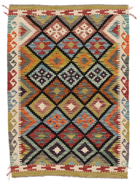 101X143 Kelim Afghan Old Style Vloerkleed Oosters Bruin/Zwart (Wol, Afghanistan) Carpetvista