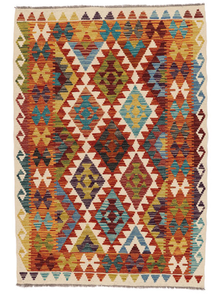 絨毯 キリム アフガン オールド スタイル 101X147 ダークレッド/茶色 (ウール, アフガニスタン)