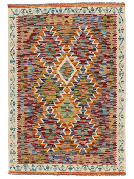  97X142 Kelim Afghan Old Stil Teppich Braun/Grün Afghanistan Carpetvista