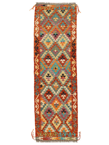 Tappeto Orientale Kilim Afghan Old Style 64X205 Passatoie Rosso Scuro/Marrone (Lana, Afghanistan)