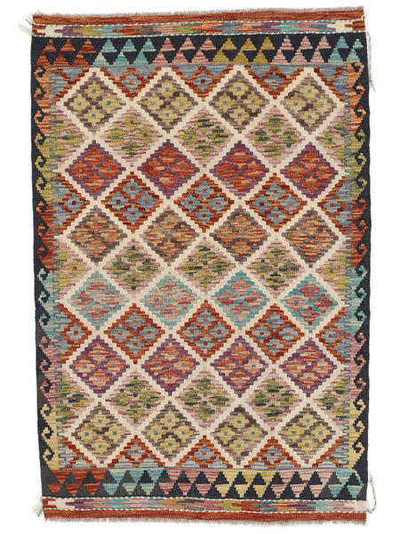  101X153 Kelim Afghan Old Stil Teppich Braun/Dunkelrot Afghanistan Carpetvista